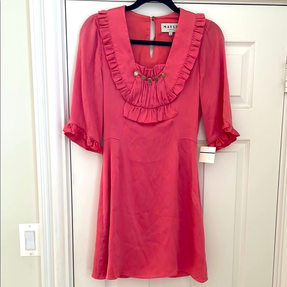 Mayle Mauve Ruffle/Pleat Vintage inspired Dress